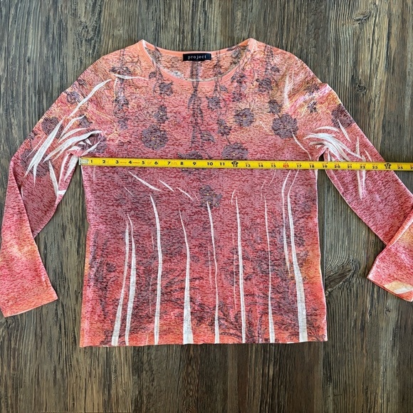 Project Womens L/S Shirt Blouse No Size See Measurements Orange White Floral Y2K - Picture 4 of 8